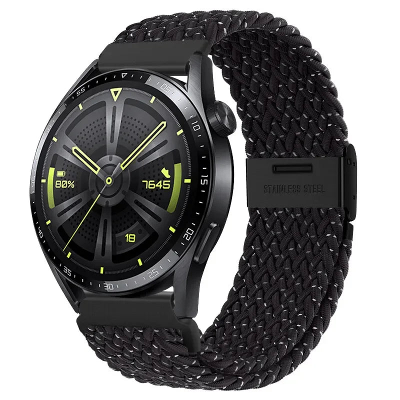 20 22mm Strap for Samsung Galaxy Watch 7 6 5 4 Band 40/44mm 5Pro Active 2 Gear S3 Braided Elastic Bracelet for Huawei GT2/3 4Pro