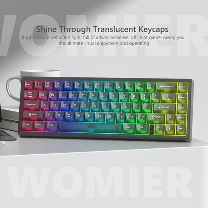 115 Keys Grey Fog Transparent Clear Keycaps Crystal PC Keycap RGB Shine Through Key Cap MDA Profile for MX Switch Keyboard