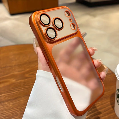 Luxury Plating Matte Hard PC Phone Case for iPhone 17 Air 16 15 14 13 ProMax Camera Lens Film Protector Frosted Shockproof Cover