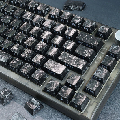 Forged Carbon Matte Double Shot PBT Keycaps Cherry Profile Side Print RGB Backlit Key Caps for MX Switches Mechanical Keyboard