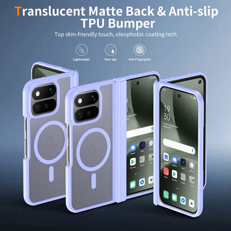 Case For Google Pixel 11 Pro Fold ELVEV Translusent Matte PC + Skin-friendly TPU Hinge Protection Magnetic Phone Cover
