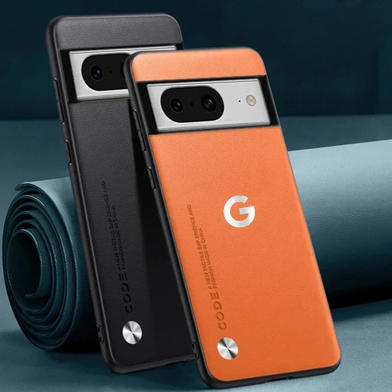 Luxury Business Original Kevlar Leather LOGO Matte Phone Case For Google Pixel 11 ProXL 10A 9A 8 PU+TPU Shockproof Protect Cover