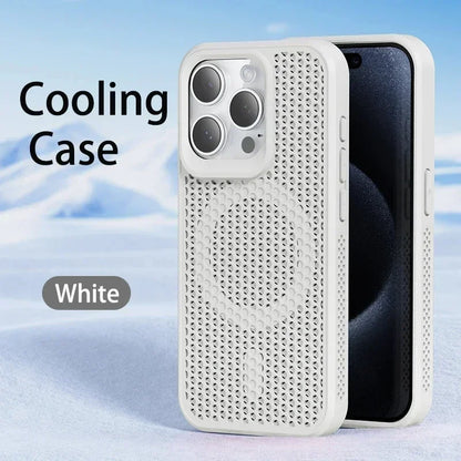 Cooling Heat Dissipation For Magsafe Case For iPhone 18 17 16 14 15 13 12 11 Pro Max Funda Mesh Breathable Grid Matte Hard Cover
