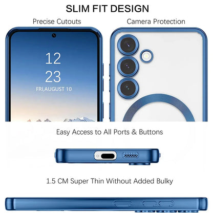 Luxury Magnetic For Magsafe Case For Samsung Galaxy S26 S25 Edge S24 FE S23 S21 Plus Ultra Plating Silicone Cover Clear Soft