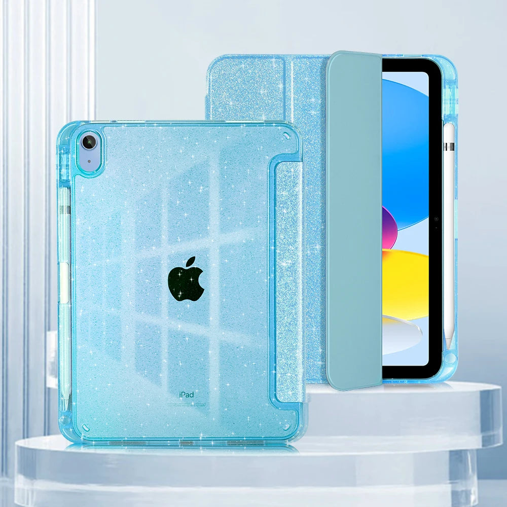 Glittering Sparkly Case for New iPad A16 11 10th Generation 2025 10.9 11 inch Tri-fold Auto Sleep Smart Stand Protective Cover