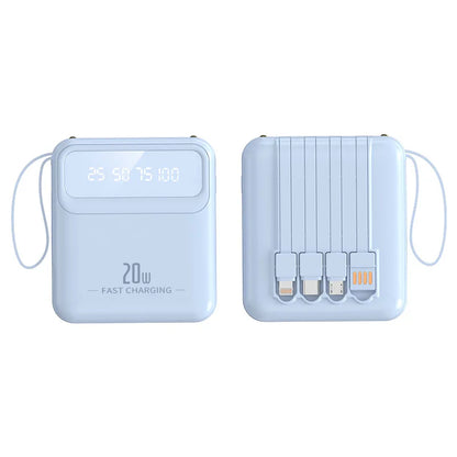 20000mAh 10000mAh Power Bank Built-in Cable Phone External Battery Powerbank Charger for Xiaomi Poco iPhone Samsung iPad