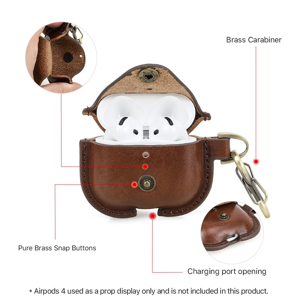 Genuine Leather Case For AirPods 4 Earphone Case Cover For Apple Air Pods 4th Generation 2024 Protector Headset Shell