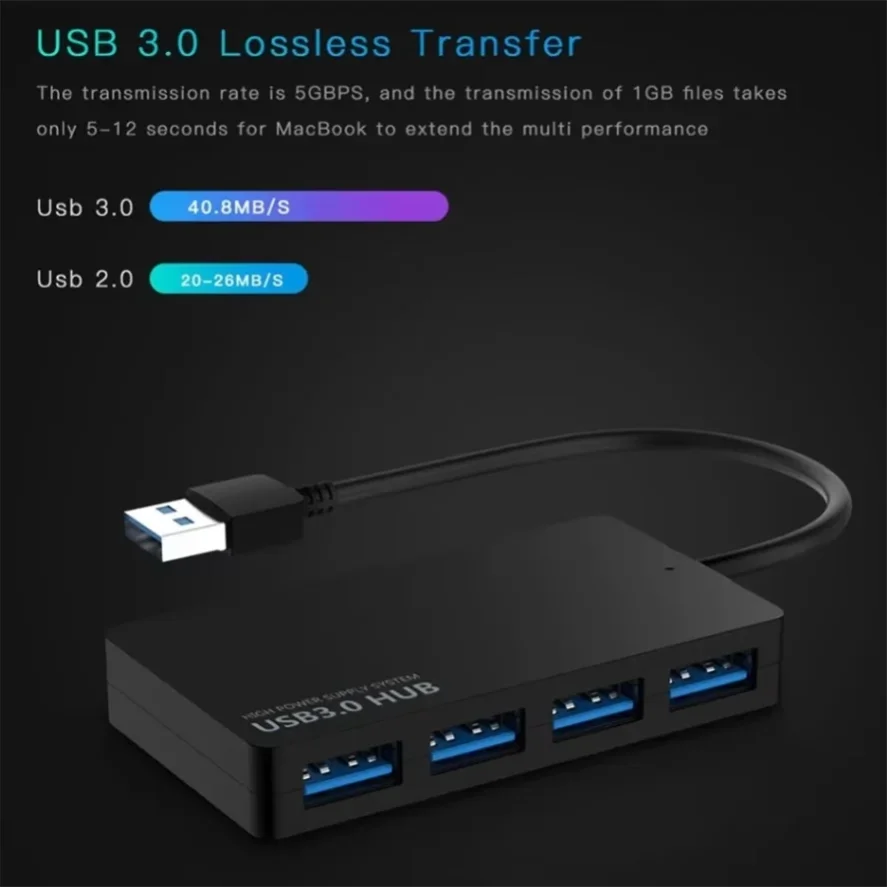 High Speed Usb 3.0 Hub Multi Usb Splitter 4-port Multiple Expander Adapter Computer Accessories for Laptop Pc Multi USB Adapter
