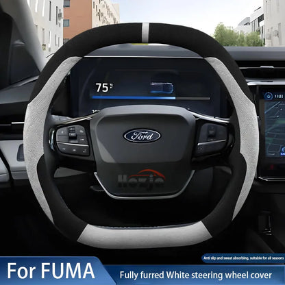 Luxury Soft Faux Fur Car Steering Wheel Cover for Ford PUMA ST-Line Gen-E 2024 2025 Non-slip Car-styling Auto Accessories