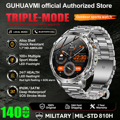 2026 New Smart Watch Bluetooth Call 1400mAh Large Battery Sport Heart Rate 1.7" Military Outdoor Men Smartwatch For Android IOS