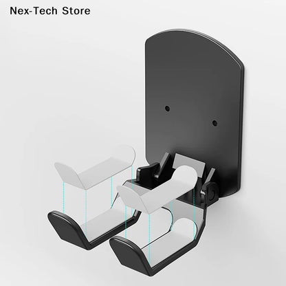 Wall Mounted Gaming Headset And Controller Bracket Base - No Punching Easy Install Storage Rack For Game Accessories