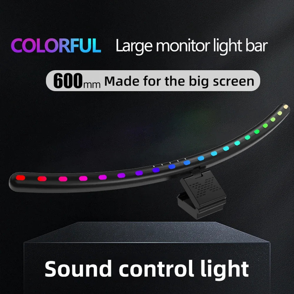 60cm Desk Lamp LED Light RGB Curved Straight Computer Monitor Screen Hanging Light Bar USB 3 Color Dimmable Reading Table Lamp