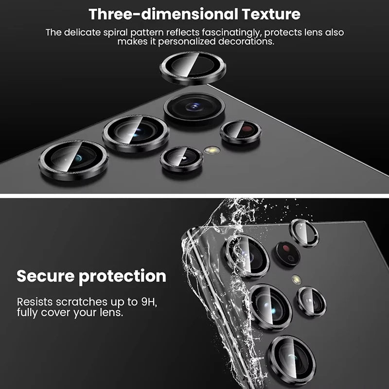 Camera Lens Screen Protector 9H Tempered Glass For Samsung Galaxy S24 S23 Ultra/Plus/FE Aluminum Alloy Ring Cap Protective Film