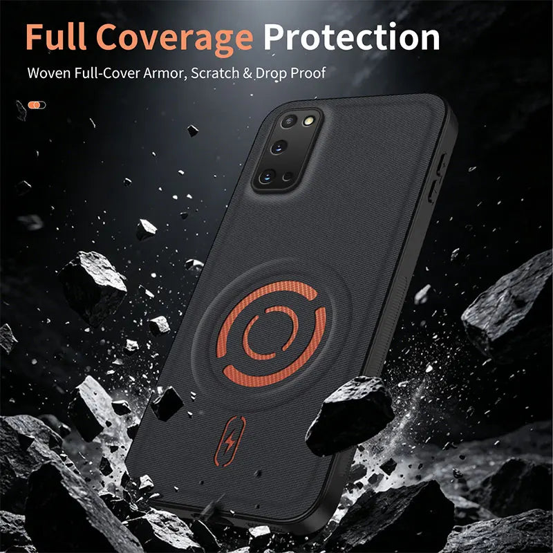 ShockProof Fabric Magnetic Case For Samsung Galaxy S20 FE Plus Ultra S20FE S20Plus S20Ultra Wireless Charging Back Cover Coque