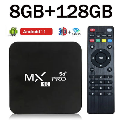 MX-PRO TV Box 8GB 128GB Android 11 Support 4k HD 4G 5G Dual WiFi Quad-Core H.256 3D IPTV
