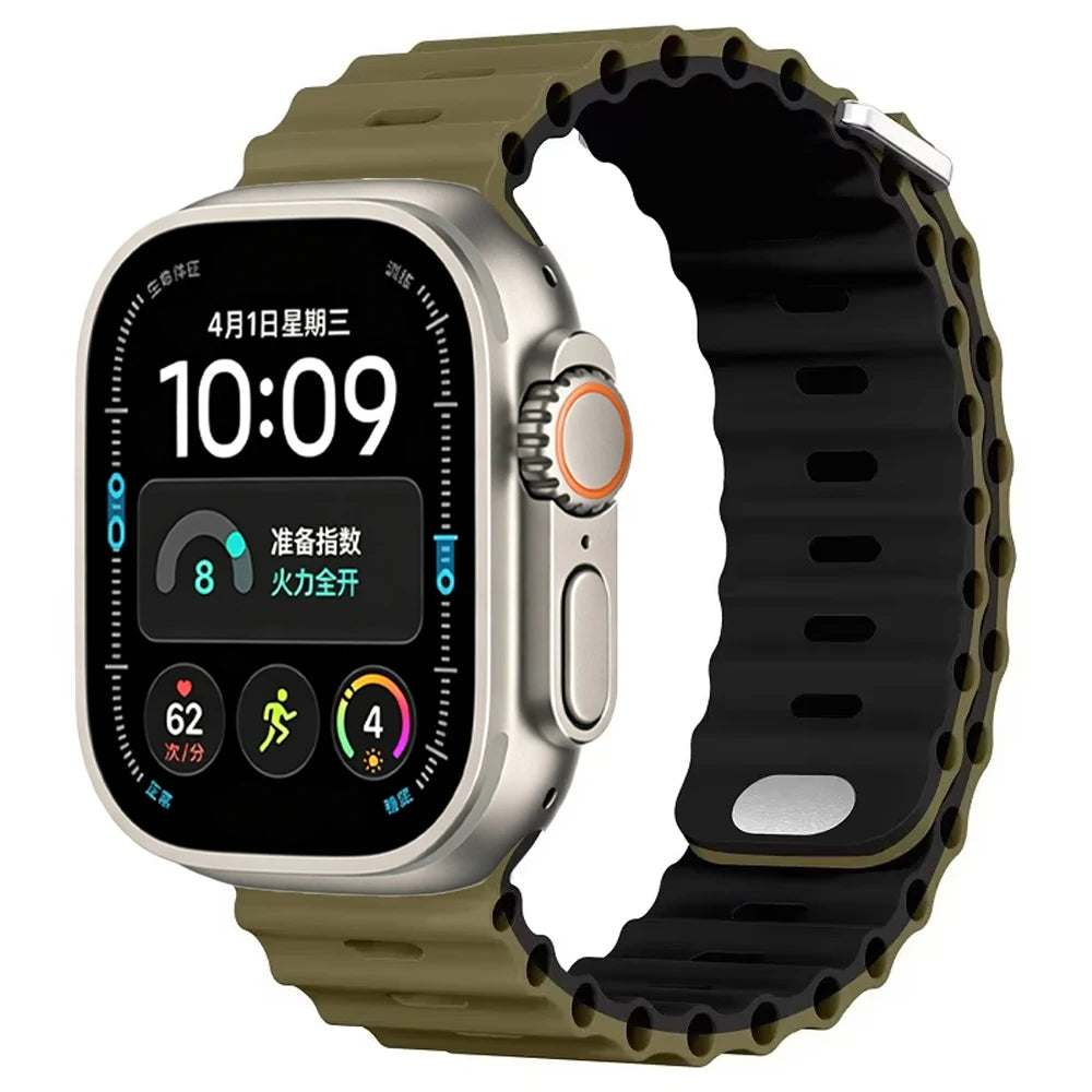 Ocean Silicone strap For Apple Watch Ultra 4 3 2 1 Band 49mm 12 11 10 9 8 7 46mm 45mm 41mm band iWatch 6 5 4 SE3 44mm 40mm 42mm