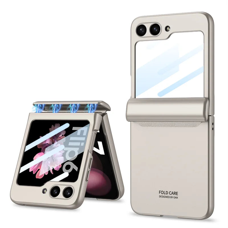 Magnetic Hinge Protection Hard PC Phone Cover for Samsung Galaxy Z Flip 8 7 6 5 4 5G Case Shockproof with Small Screen Protector