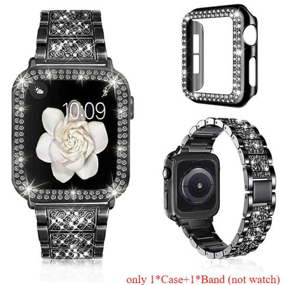 Chains Strap Case+Strap Metal Band Women Bracelet For Apple Watch 49mm 46mm 44mm 42mm 40 38mm for iWatch 10 9 8 7 6 5 SE 4 3 2 1