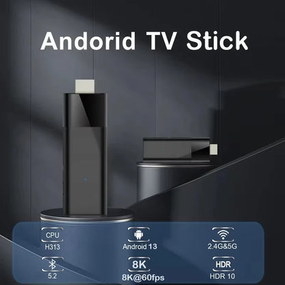 Android 16 TV Stick Allwinner H313 Chip 8GB+256GB 8K Ultra HD 2.4G/5G Dual WiFi Bluetooth 6.0 Google Assistant Streaming TV Box