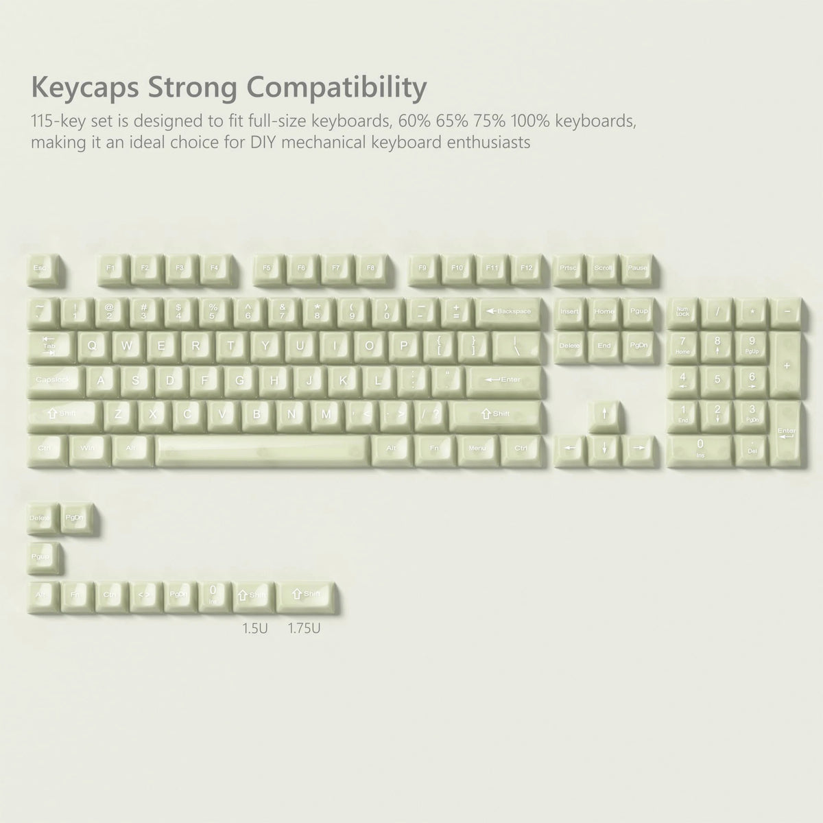 115 Keys Grey Fog Transparent Clear Keycaps Crystal PC Keycap RGB Shine Through Key Cap MDA Profile for MX Switch Keyboard