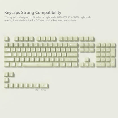 115 Keys Grey Fog Transparent Clear Keycaps Crystal PC Keycap RGB Shine Through Key Cap MDA Profile for MX Switch Keyboard