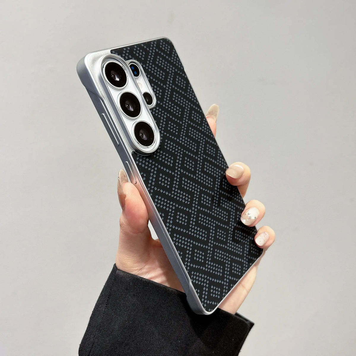 Business Plating Ultra-thin Maze Grid Pattern for Magsafe Borderless Phone Case for Samsung S26 Ultra S25 Plus Shockproof Cover