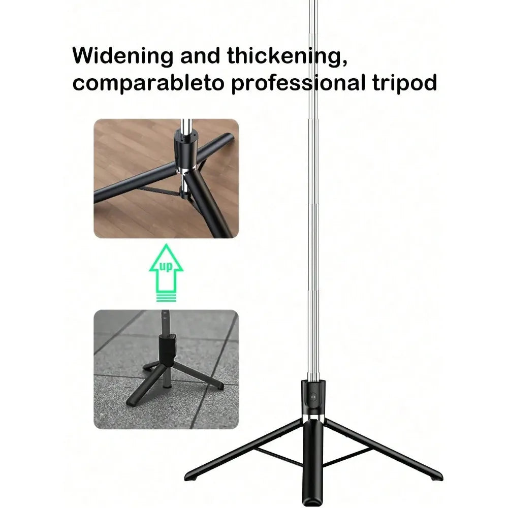 1700mm Wireless Selfie Stick Tripod for Smartphone, Extendable Foldable Phone Stand, Portable Monopod with Stable Shooting