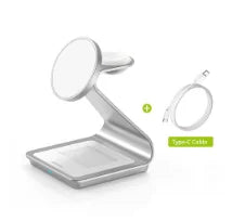 3 in 1 Magnetic Wireless Charger Station Multi Device Fast Charging Stand for Smartphone Watch TWS Earbuds