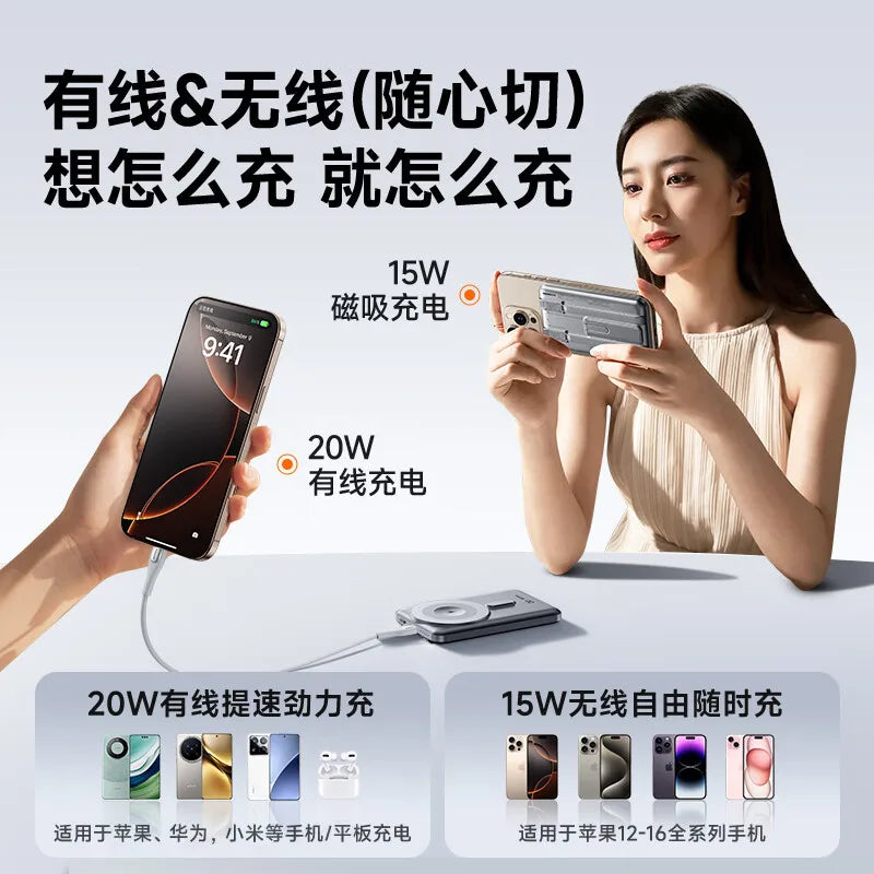 Magnetic Wireless Power Bank 10000mAh 5000mAh Spare battery Portable Charger Mobile External Battery Fast charging for iPhone