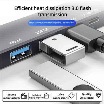 5 IN 1 USB C HUB Type C to USB 3.0 HUB PD 65W Multi USB Splitter Adapter OTG For Lenovo Macbook Pro U Disk Computer Accessories