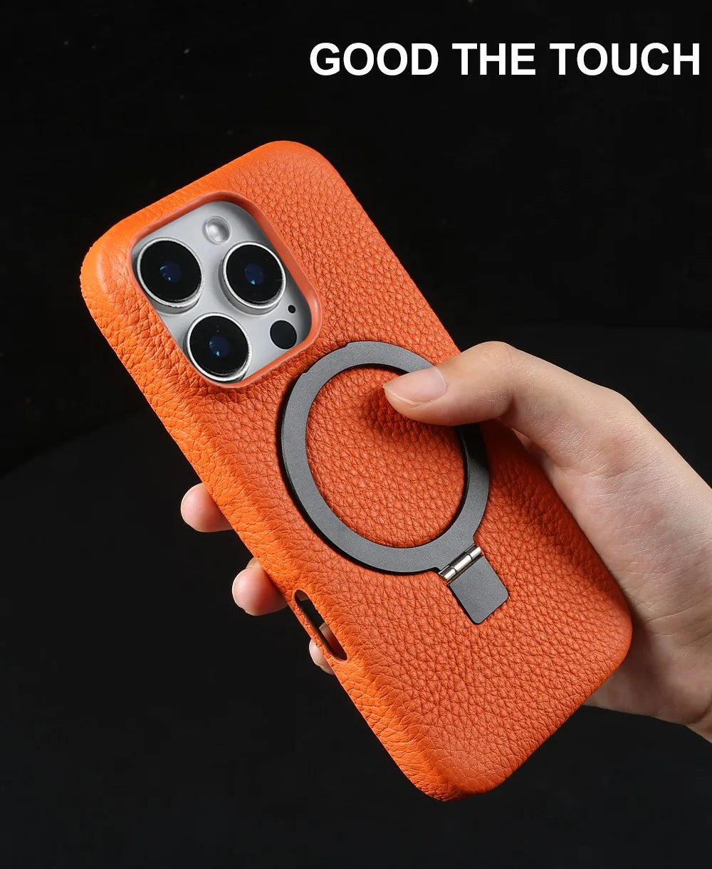 Magnet Ring Stand Phone Case For iPhone 16 Pro Max 16e 15 13 14 12 11pro Cover Genuine Leather Case Magnetic Back Cover Cases