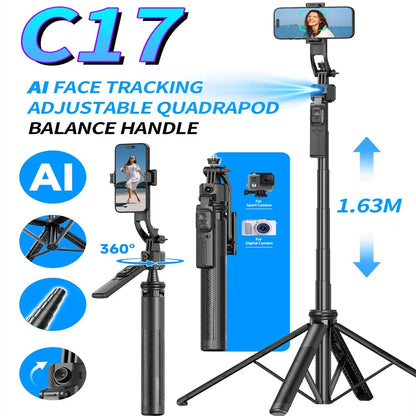 MEUYAG AI Gimbal Desktop Phone Holder Stabilizer 360°Auto Face Tracking selfie stick Tripod For Smartphone Video Vlog Live