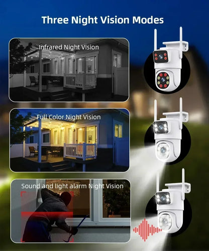 ANSVICAM Tuya Wifi IP Camera 8K with Alexa Google Onvif NVR Dual Lens Camera PTZ Outdoor 4K Dual Screen Auto Tracking Night Mod