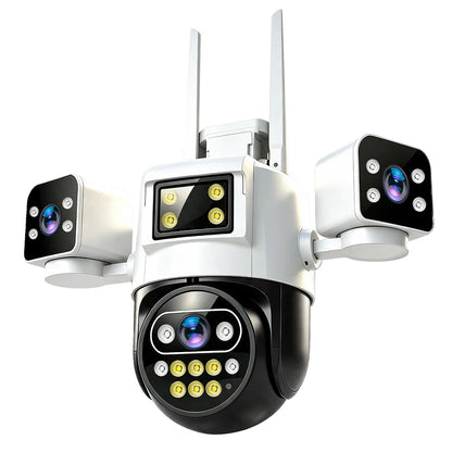 20MP 10X Optical Zoom WiFi6 Outdoor Security Cam Four Lens Three Screens Auto Tracking 6K Dual Len Waterproof WiFi CCTV Cam 10K