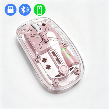 Transparent Bluetooth Wireless Mouse Dual Mode 2.4G Silent Mute Mouse Type-C Rechargeable 3 DPI Adjustable Office Mice for Game
