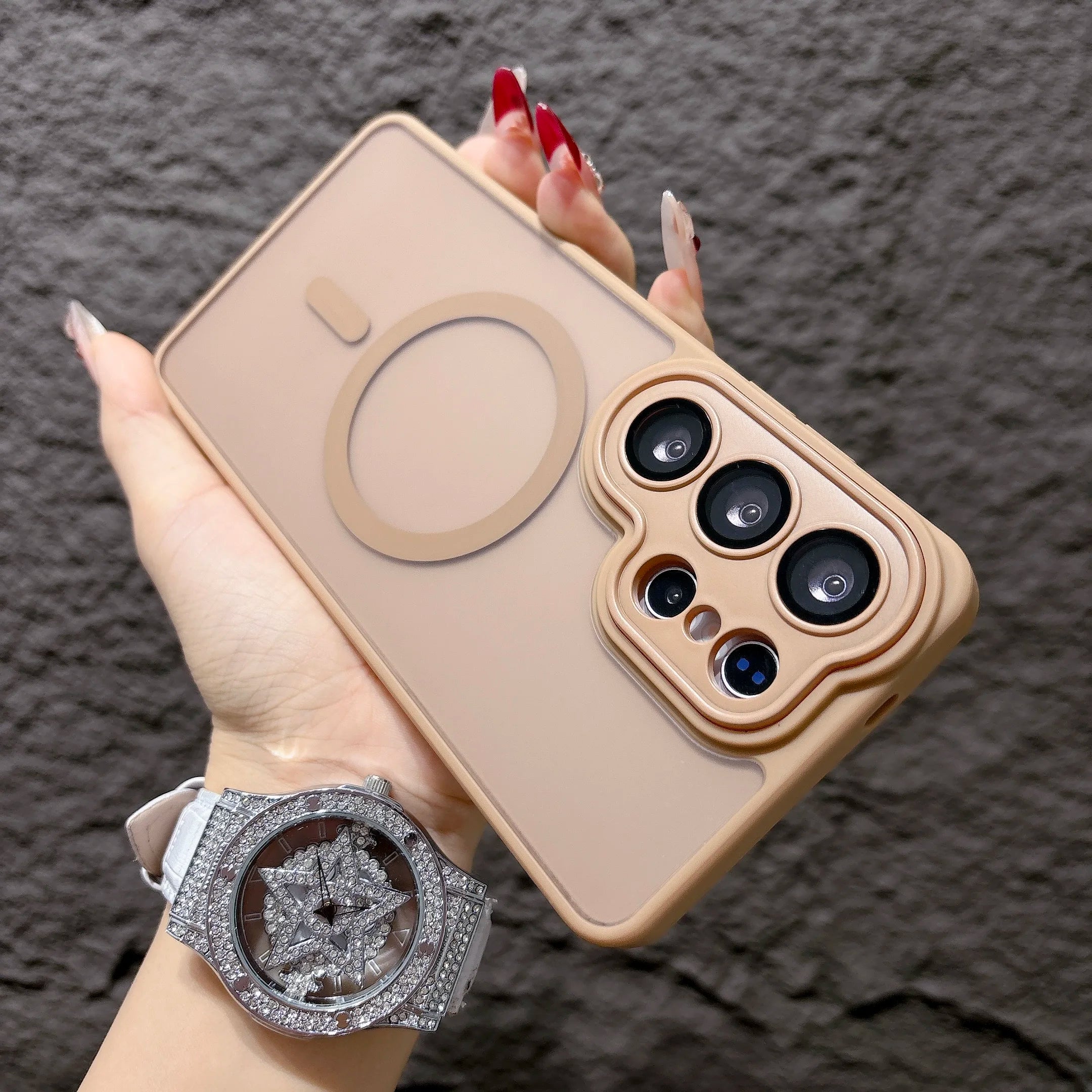Luxury Matte Case For Samsung Galaxy S26 S25 S24 S23 Ultra Plus FE A56 A36 A26 A17 S25Edge For Magsafe Wireless Charge Cover