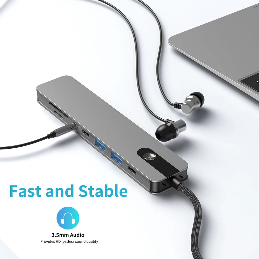 5/8 in 1 USB C to HDMI-Compatible 4K 60Hz Adapter Type C Splitter USB3.0/3.1 HUB Docking Station PD SD TF 3.5mm for Laptop iPad