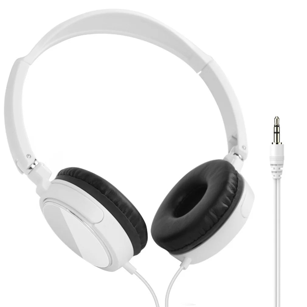 Foldable Noise Canceling Sport Wired Earphones Universal 3.5mm Over Ear Headphone HiFi Stereo Sound Portable Music Game Headset