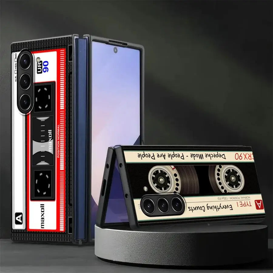 Vintage Tape Camera Back Phone Cover Case for Samsung Galaxy Z Fold 7 6 5 4 3 ZFold6 ZFold7 ZFold4 ZFold3 ZFold5