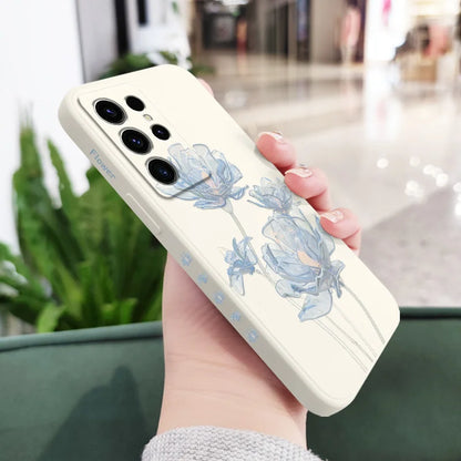 Simple Crystal Flower Phone Case For Samsung Galaxy S25 S24 S23 S22 S21 S20 S10 S10E Ultra Plus FE Note 20 Ultra 10 Plus Cover