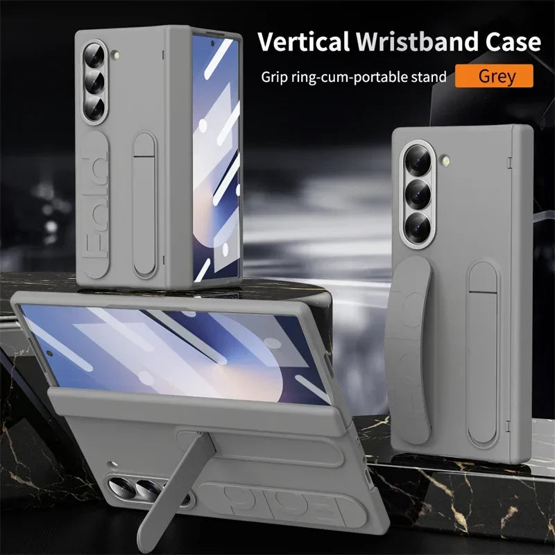 Hinge Protection For Samsung Galaxy Z Fold 7 6 5 4 3 Case With S Pen & Screen Protector & Wristband Invisible Bracket Z Fold 8