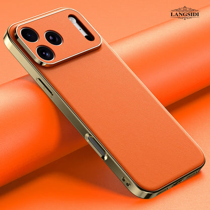 Luxury Leather Phone Case for iPhone 17 16 15 14 Pro Max Air 17Pro 16Pro Full Lens Protection Back Cover
