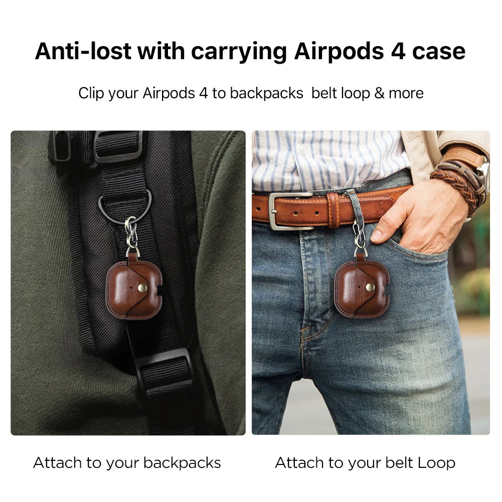 Genuine Leather Case For AirPods 4 Earphone Case Cover For Apple Air Pods 4th Generation 2024 Protector Headset Shell