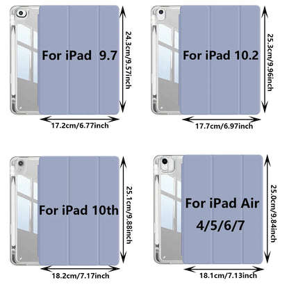 Case for iPad (A16) 11th Gen, 10th Gen, 11-inch 2025, iPad 9th/8th/7th/6th/5th gen, iPad Air Crystal Clear Case with Pencil Slot