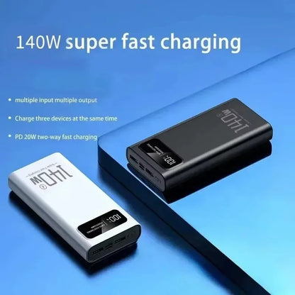 Lenovo 500000mAh 140W Power Bank Super Fast Charging High Capacity Digital Display Battery Pack Powerbank for iPhone Samsung