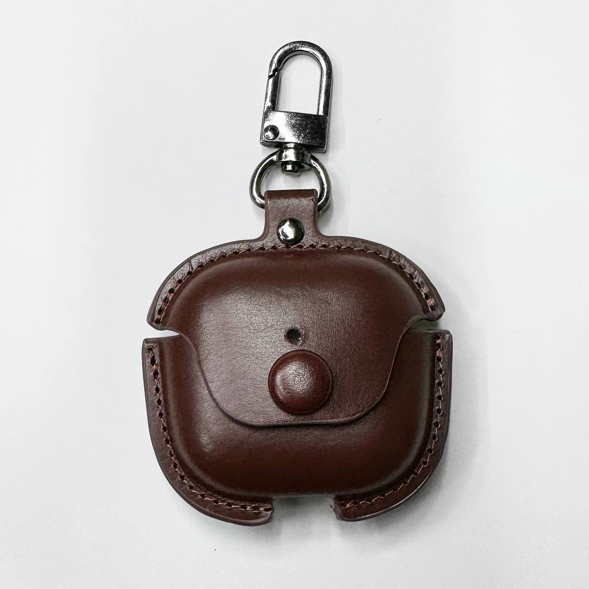 PU Leather Protective Case for AirPods 4 with Keychain Classic Business Retro Button Earbuds Cover Shockproof