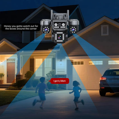 10K 20MP 4Lens Security Camera PTZ WiFi IP Camera with Auto Tracking Outdoor Waterproof CCTV Full Color Night Vision 2-Way Audio