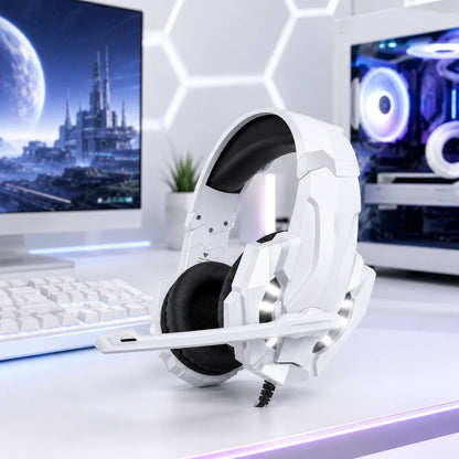 Gaming Headset G9000 Wired Over Ear Headphones White RGB LED with Mic Stereo Bass for PC PS4 PS5 Xbox Switch Gaming