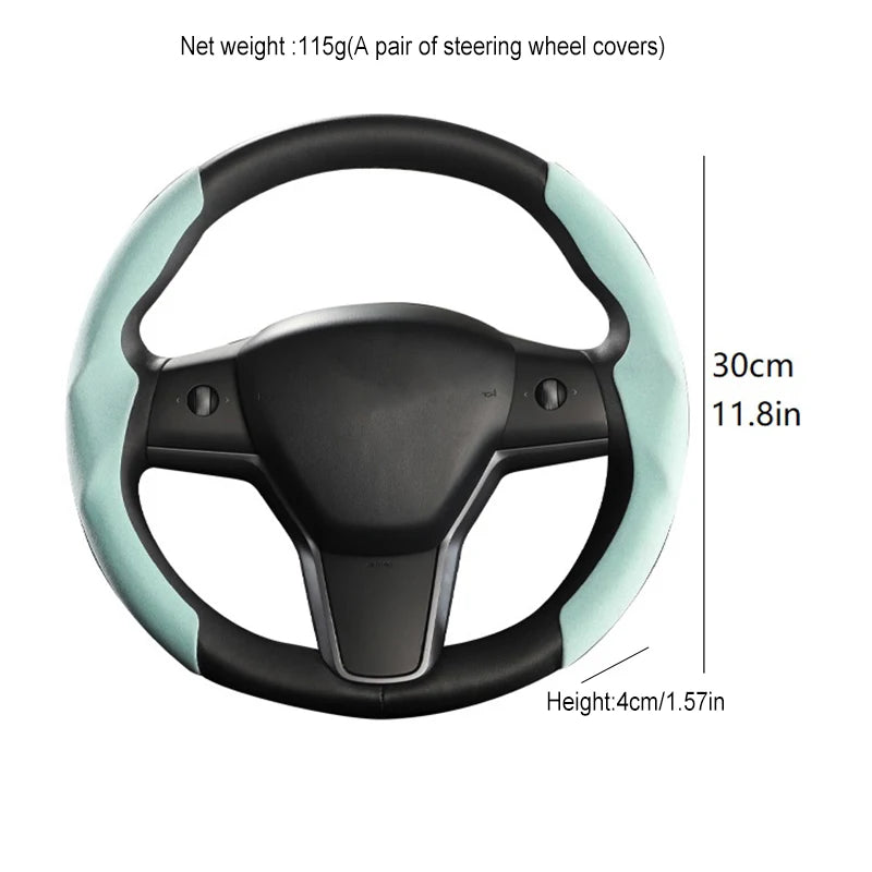 Winter Steering Wheel Cover for Telsa Model 3 Y Carbon Fiber Steering Wheel Cover Warm Cold-Resistant Anti-Slip Case