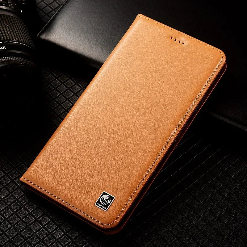 For SAMSUNG Galaxy S26 S25 S24 S23 Ultra Plus FE Edge 5G Flip Case Napa Texture Magnetic Cover Cowhide Genuine Leather Cases